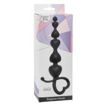 Анальная цепочка с сердечками Begginers Beads (18 см ,черный)