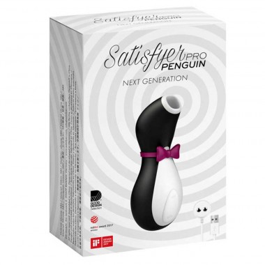 Вакуум-волновой бесконтактный стимулятор клитора Satisfyer PRO Penguin NEXT GENERATION (11 режимов , черный с белым )