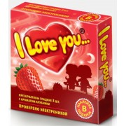 Презервативы "I LOVE YOU" с ароматом клубники 3 шт.
