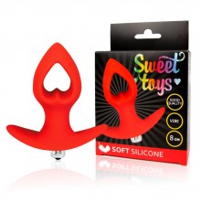 Анальная красная втулка со съемной вибропулей и отверстием в форме сердца Sweet Toys 