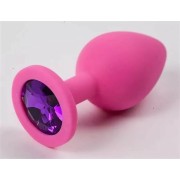 Маленькая розовая пробка с фиолетовым кристаллом ONJOY Silicone Collection