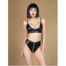 Комплект лиф и трусики с функциональной молнией из материала wet look(My Shadow) SM (42-44)