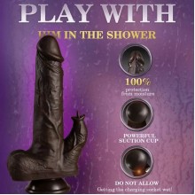 Фаллоимитатор с клиторальным стимулятором и поступательным движением на пульте ДУ