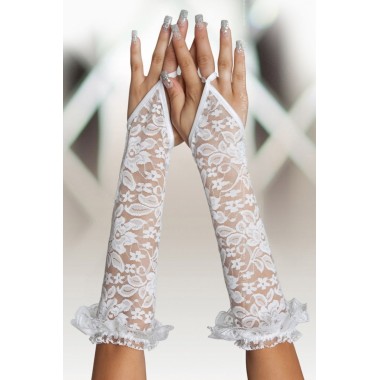Перчатки кружевные длинные SoftLine Collection, белый, S/L
