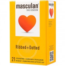 Презервативы «Masculan Ribbed+Dotted» с колечками и пупырышками, материал латекс, 21 шт