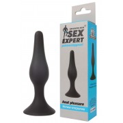 Гибкая черная мини-пробка на присоске Sex Expert, (10 см)