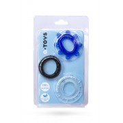 Набор эластичных эрекционных колец A-Toys (черный, синий, прозрачный )