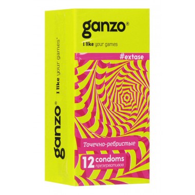 Презервативы GANZO NEW EXTASE No12 Точечно-ребристые  12 шт.