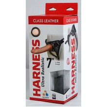 Страпон с кожаными трусиками Harness Ultra Realistic 7" , насадка неоскин (18 см , телесный )