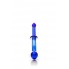 Фаллоимитатор двусторонний Sexus Glass стеклянный, синий, 24 см