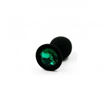 Средняя черная пробка с зелёным кристаллом ONJOY Silicone Collection