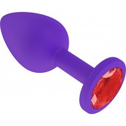 Маленькая фиолетовая пробка с красным кристаллом ONJOY Silicone Collection	
