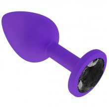 Маленькая фиолетовая пробка с черным кристаллом ONJOY Silicone Collection