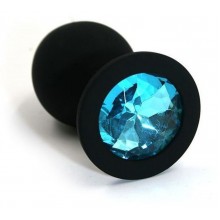 Маленькая черная пробка с голубым кристаллом ONJOY Silicone Collection