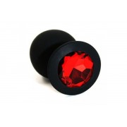 Средняя черная пробка с красным кристаллом ONJOY Silicone Collection