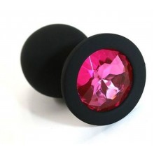 Средняя черная пробка с розовым кристаллом ONJOY Silicone Collection	