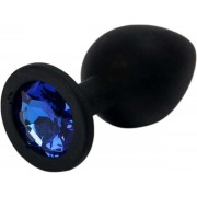 Средняя черная пробка с синим кристаллом ONJOY Silicone Collection	