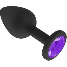 Средняя черная пробка с фиолетовым кристаллом ONJOY Silicone Collection