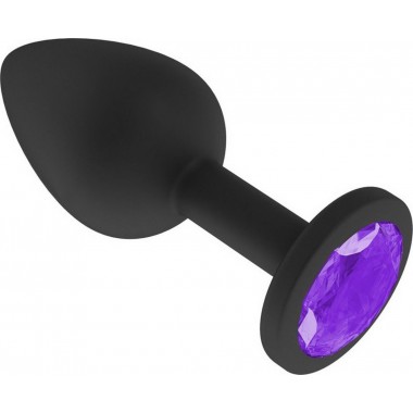 Средняя черная пробка с фиолетовым кристаллом ONJOY Silicone Collection