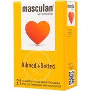 Презервативы «Masculan Ribbed+Dotted» с колечками и пупырышками, материал латекс, 21 шт